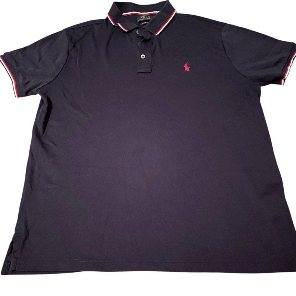 Ralph Lauren Navy Polo with Red Pony and Trim